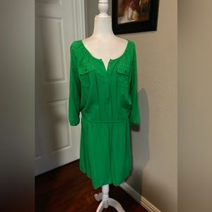 NWT Old Navy Shirtdress Green Elastic Waist Sz L